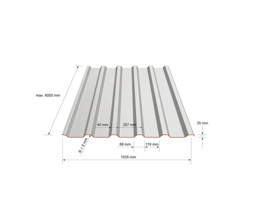 Profilovaný plech s rozměry
