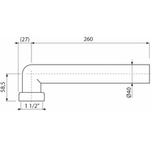 Technický nákres sifonu s rozměry.