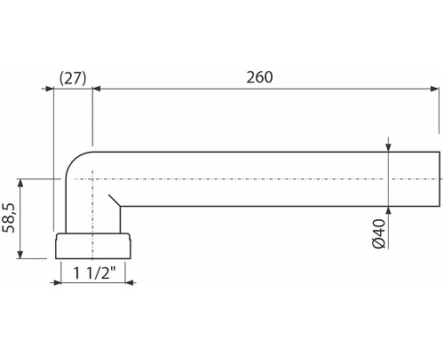 Technický nákres sifonu s rozměry.