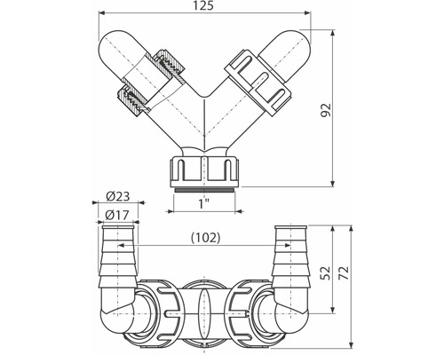 Technický výkres Y-kusu s rozměry