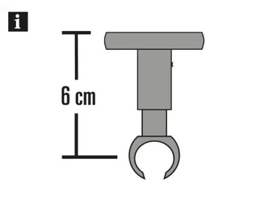 Technický nákres držáku o délce 6 cm
