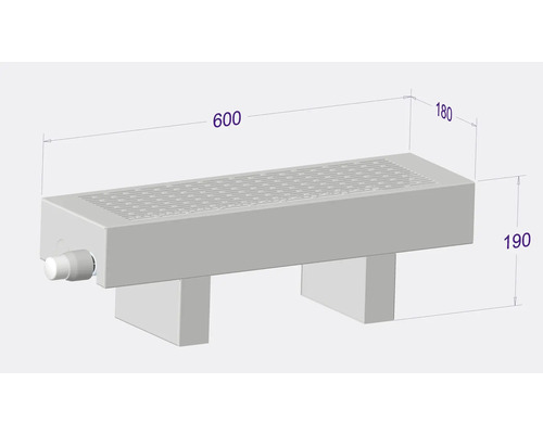 Radiátor s rozměry 600 x 180 x 190 milimetrů