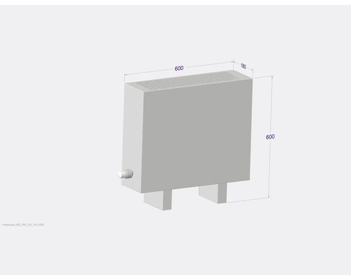 Radiátor s rozměry 600 x 600 x 180 milimetrů
