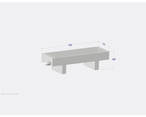 Diagram odtokového žlabu se rozměry