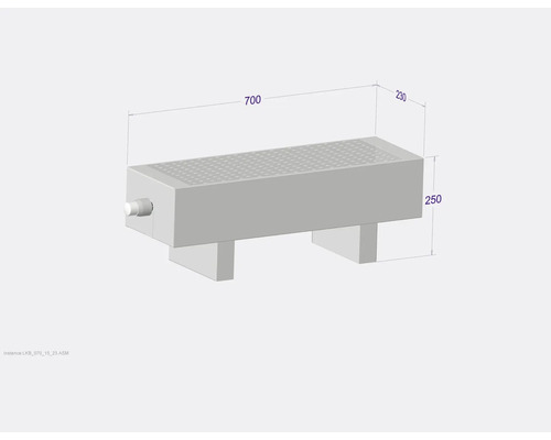 Radiátor s rozměry 700 x 230 x 250 milimetrů