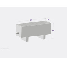 Obrázek obdélníkového radiátoru o rozměrech 700 x 230 x 330 mm.