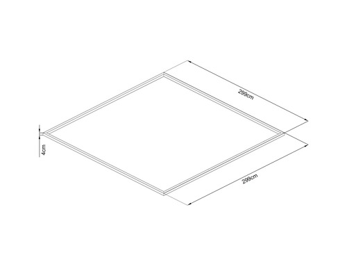 Ilustrace rámu o rozměrech 299 x 299 centimetrů o tloušťce 4 centimetry