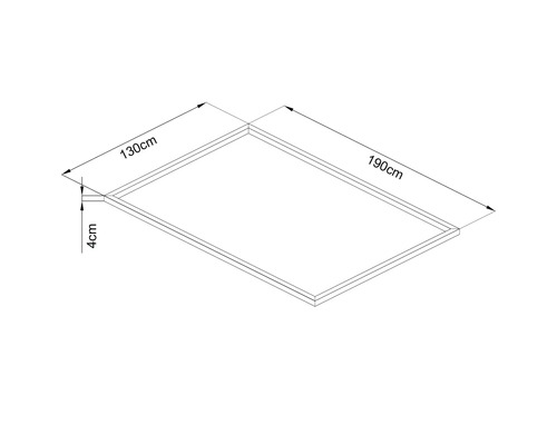 Technický výkres rámu o rozměrech 130 x 190 centimetrů a šířce rámu 4 centimetry
