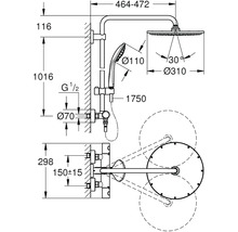 Sprchový systém s termostatickou baterií GROHE Euphoria System šedá lesk 26075A00