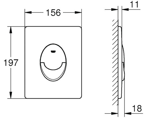Technický výkres ovládacího panelu s rozměry