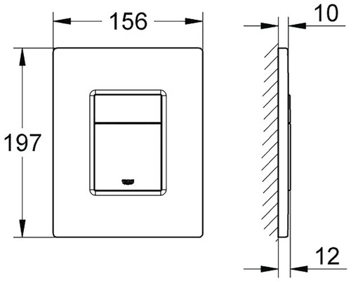 Technický výkres ovládacího tlačítka s rozměry
