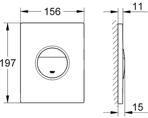 Technický nákres ovládacího panelu s rozměry