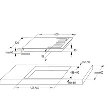 Technický nákres varné desky s rozměry