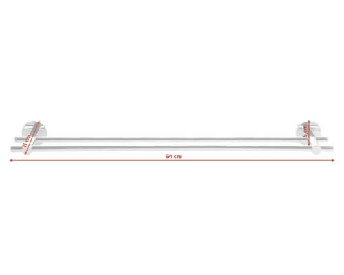 Dvojitý držák na ručníky pro montáž na stěnu, šířka 64 cm