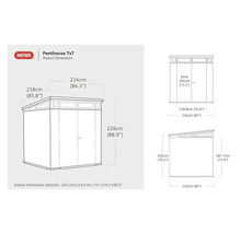 Rozměry produktu Keter Penthouse 7x7 s rozměrovými údaji