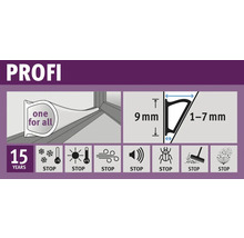 Těsnicí profil Profi s informacemi o produktu a symboly