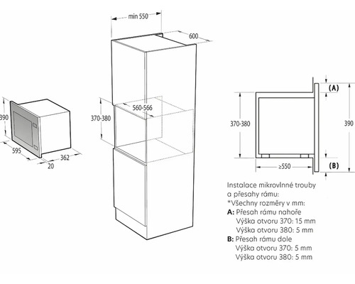 Vestavné rozměry mikrovlnné trouby