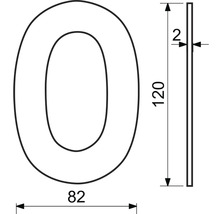Nerezové číslo RN.120L.0.N v plochém „2D“ provedení, nerez