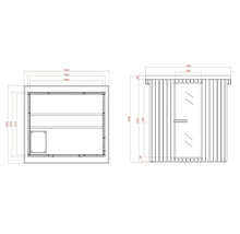 Nákres sauny s rozměry