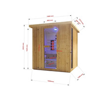 Technický nákres dřevěné sauny s rozměry