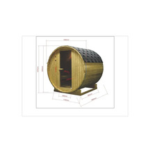 Obrázek sudu sauna s rozměry.