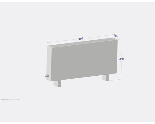 Radiátor o rozměrech 1100 x 600 x 130 mm.