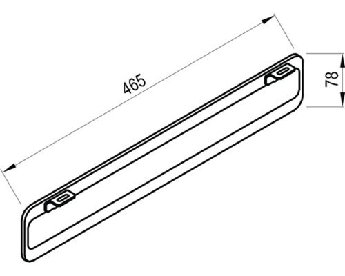 Technický výkres LED svítidla s rozměry 465 a 78.