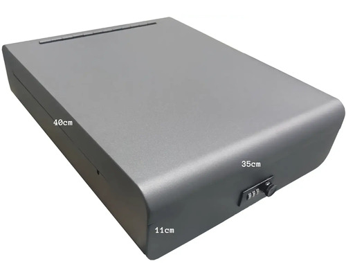 Šedý trezor na klíče o rozměrech 40 cm x 35 cm x 11 cm