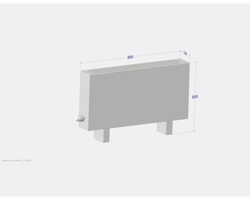 Radiátor s rozměry 800 x 500 x 130 mm