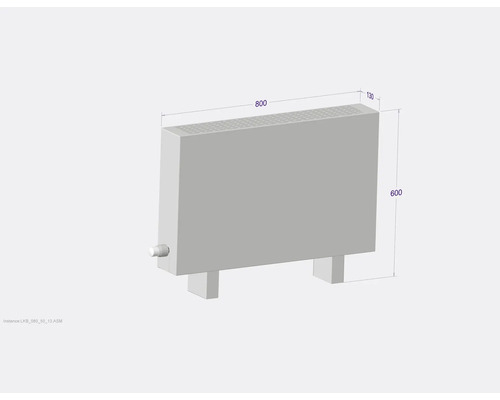 Radiátor o rozměrech 800 x 600 x 130 milimetrů