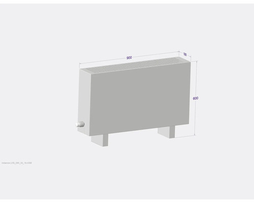 Radiátor o rozměrech 900 x 600 x 180 milimetrů