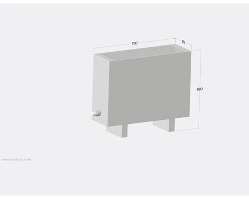 Radiátor o rozměrech 700 x 600 x 230 milimetrů
