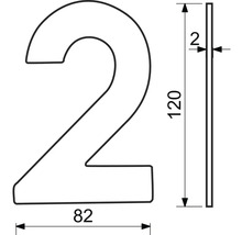 Nerezové číslo RN.120L.2.N v plochém „2D“ provedení, nerez