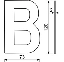 Nerezové číslo RN.120L.B.N v plochém „2D“ provedení, nerez