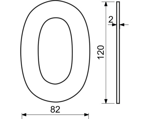 Technický výkres čísla domu nula s rozměry