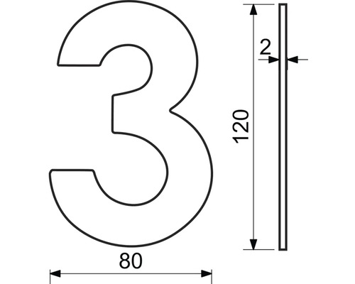 Technický výkres čísla domu 3 s rozměry
