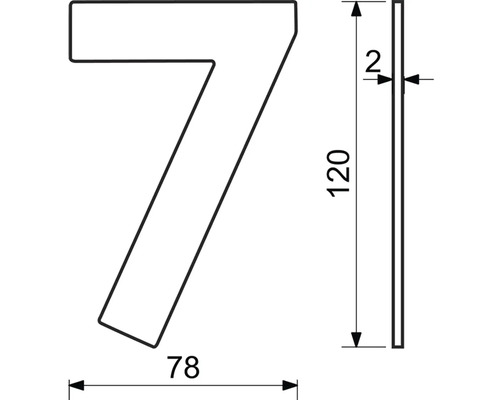 Technický výkres domovního čísla 7 s rozměry