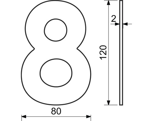 Technický nákres domovního čísla 8 s rozměry