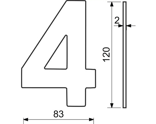 Technický nákres čísla domu 4 s rozměry