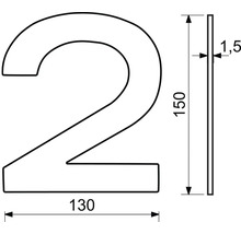 Nerezové číslo RN.150L.2.N v plochém „2D“ provedení, nerez
