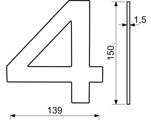 Technický nákres čísla domu 4 s rozměry