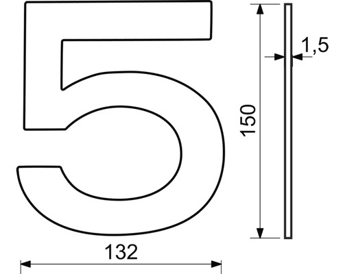 Technický výkres čísla domu 5 s rozměry