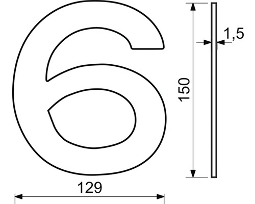 Technický výkres domovního čísla 6 s rozměry