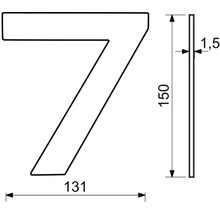 Nerezové číslo RN.150L.7.N v plochém „2D“ provedení, nerez