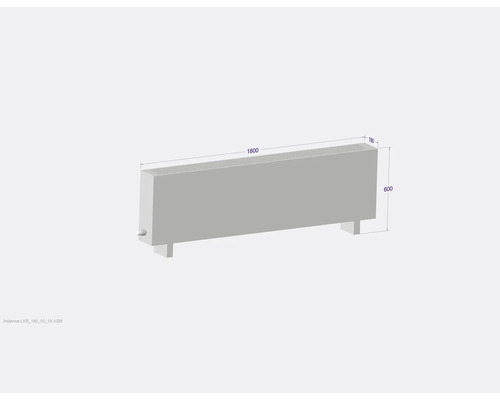 Deskový radiátor s rozměry 1800 x 600 x 180 mm