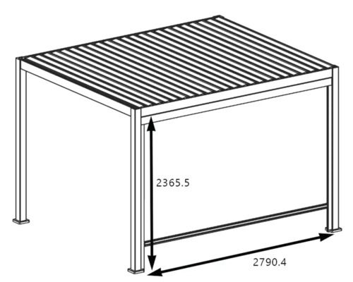 Ilustrace zastřešení terasy o rozměrech 2365,5 a 2790,4.
