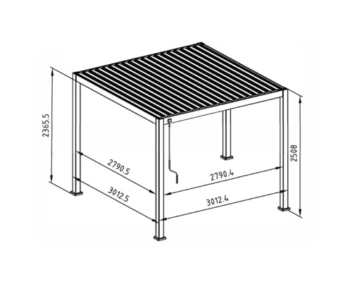Technický výkres konstrukce altánu s rozměry