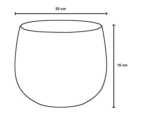 Nákres květináče o rozměrech 20 cm šířky a 16 cm výšky