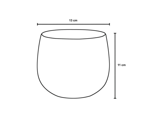 Schématické znázornění květináče o rozměrech 13 x 11 cm.