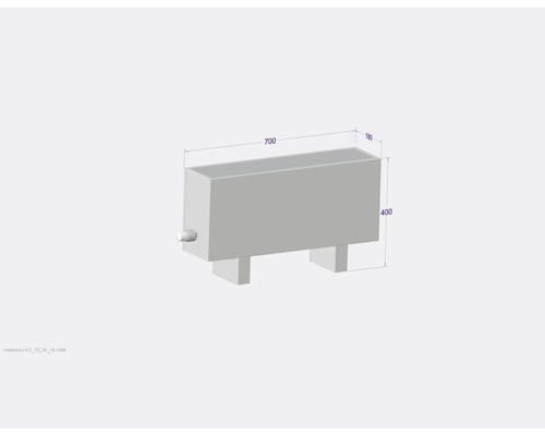 Obrázek radiátoru o rozměrech 700 x 400 x 180 milimetrů